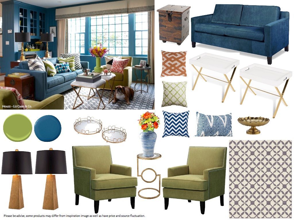 E-Design family room board by Mia Bella Designs