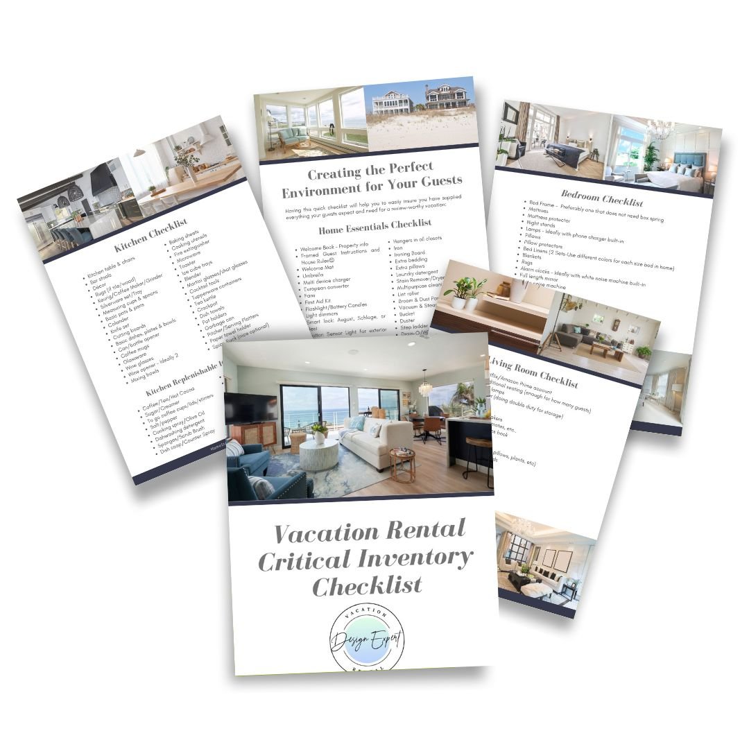 Vacation Rental Critical Inventory Checklist, a free guide from Mia Bella Designs