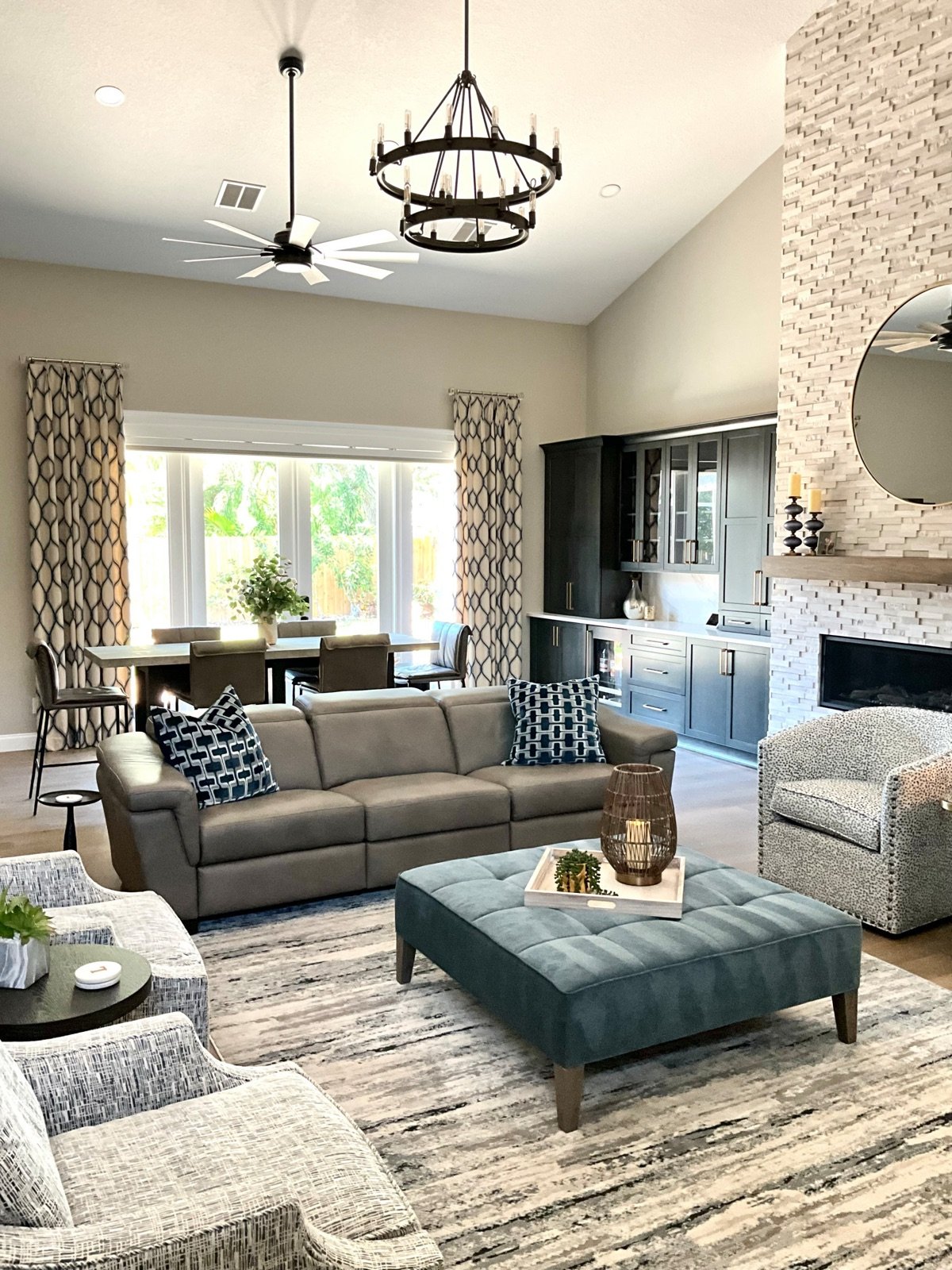 Westchase Retreat Addition living room designed by Mia Bella Designs, Tampa, Florida