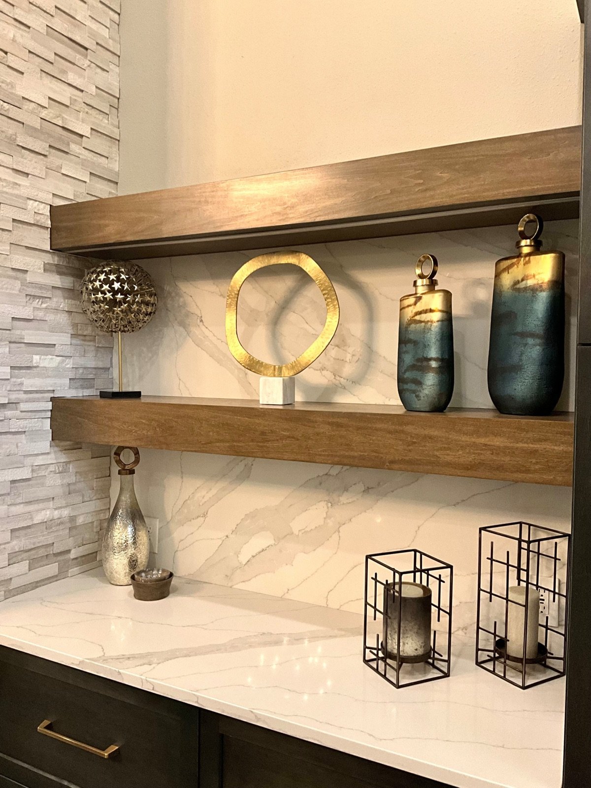 Shelf styling by Mia Bella Designs, Westchase Retreat Addition